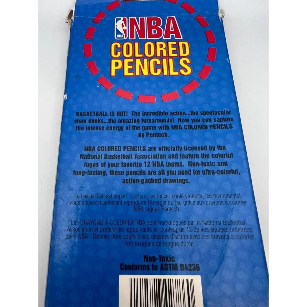 VTG Pentech NBA Colored Pencils‎ 12 CT Open Box 1996 Basketball Arts & Crafts